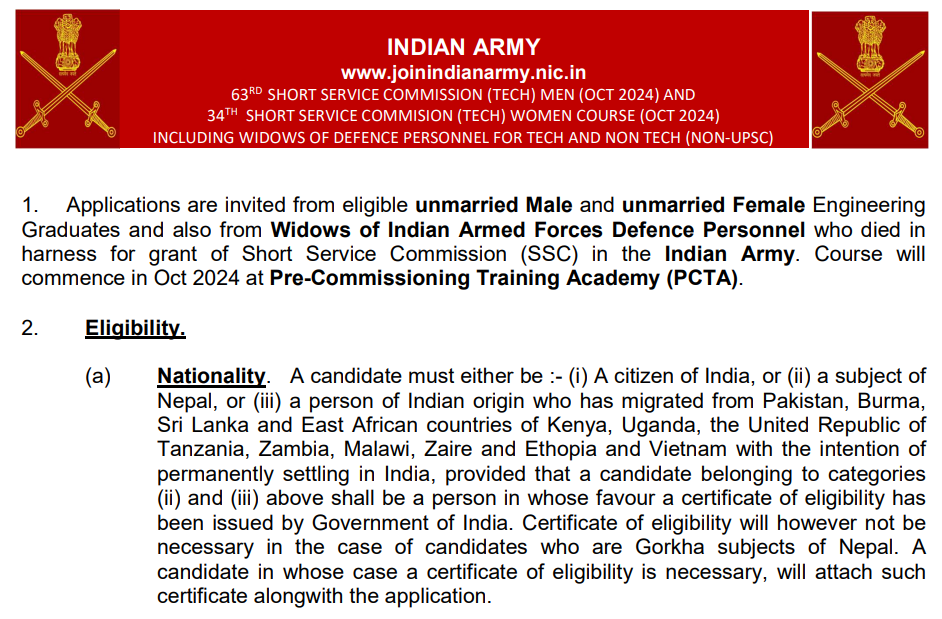 Indian Army Recruitment 2024