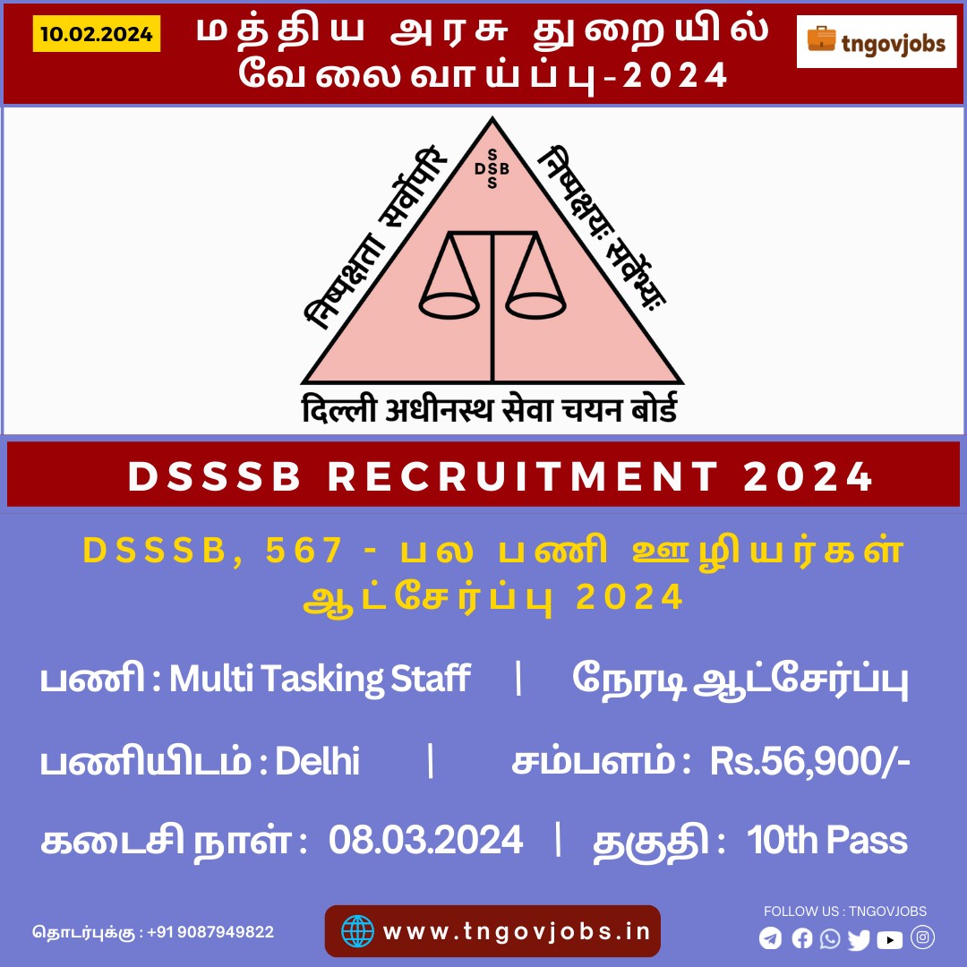 DSSSB Recruitment 2024: Notification for 1499 Various Posts, Apply Now