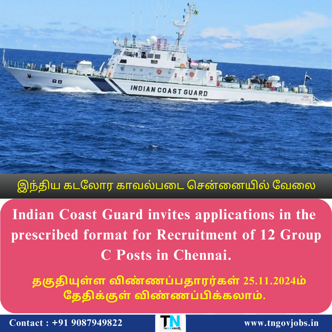 Indian Coast Guard Recruitment 2024 12 Group C Posts