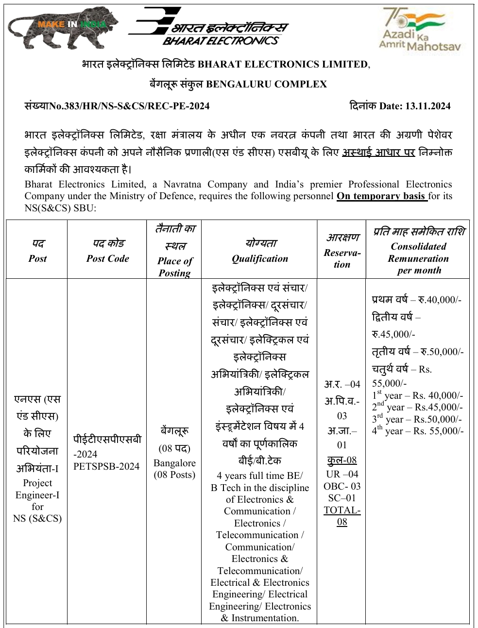 BEL Recruitment 2024