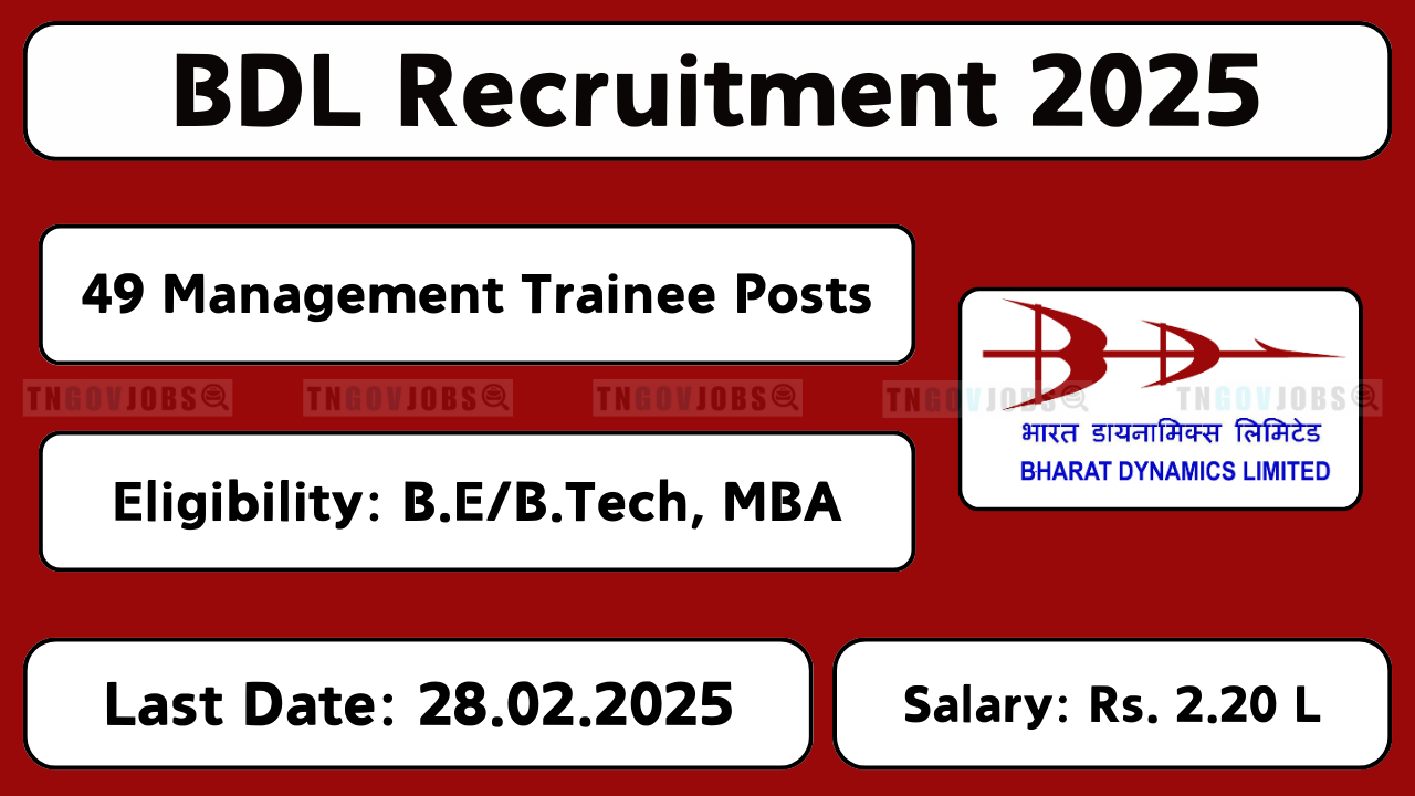 BDL Recruitment 2025: Apply Online for 49 Management Trainee, AM (Legal), SM (Civil), DGM (Civil) Posts from 30th Jan to 28th Feb