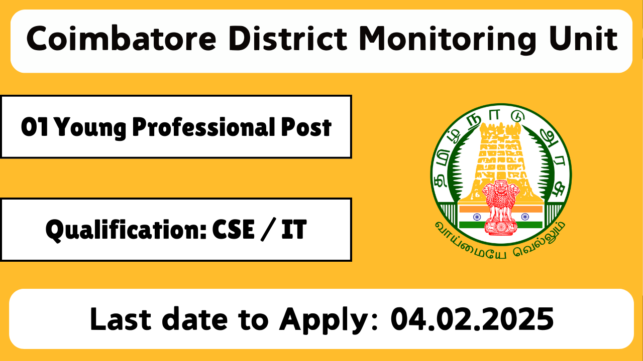 Coimbatore District Monitoring Unit Recruitment 2025