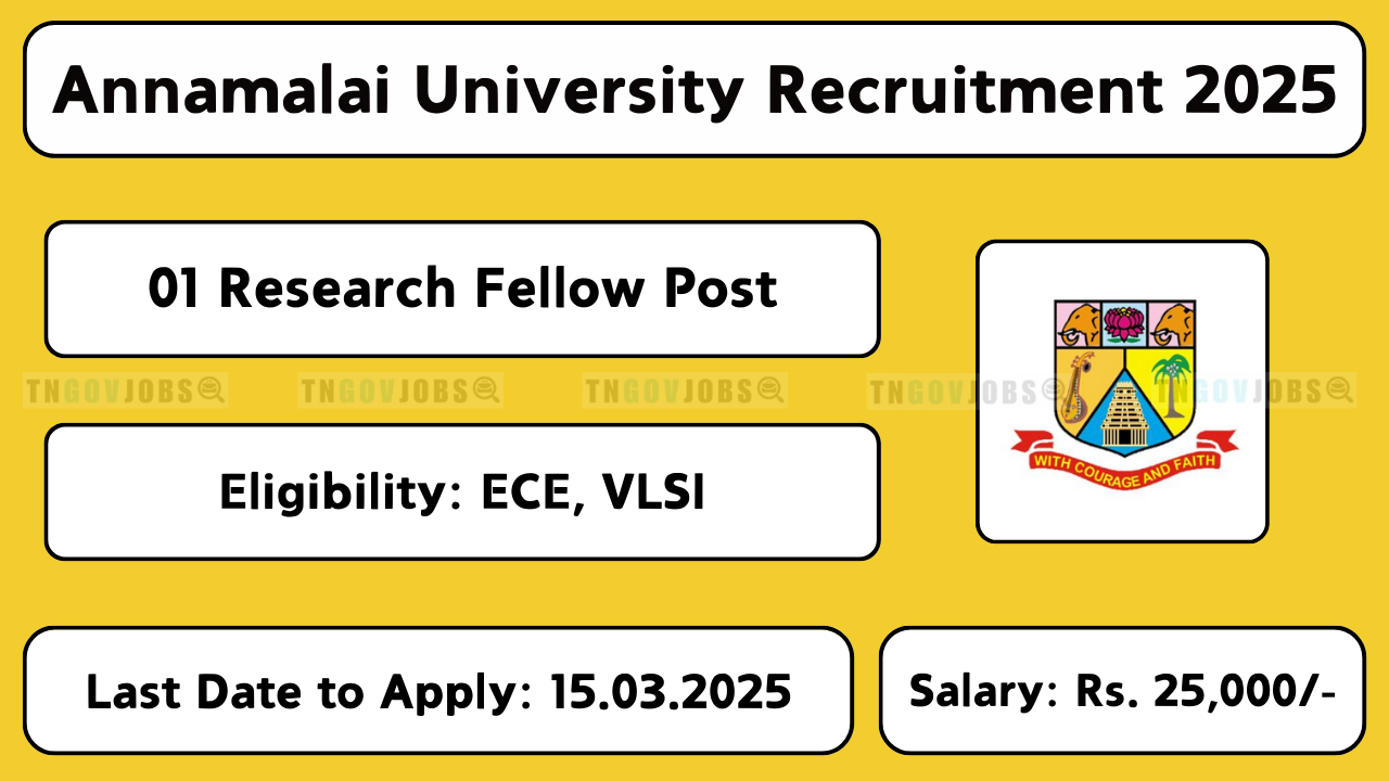 Annamalai University Research Fellow Recruitment 2025 Notification