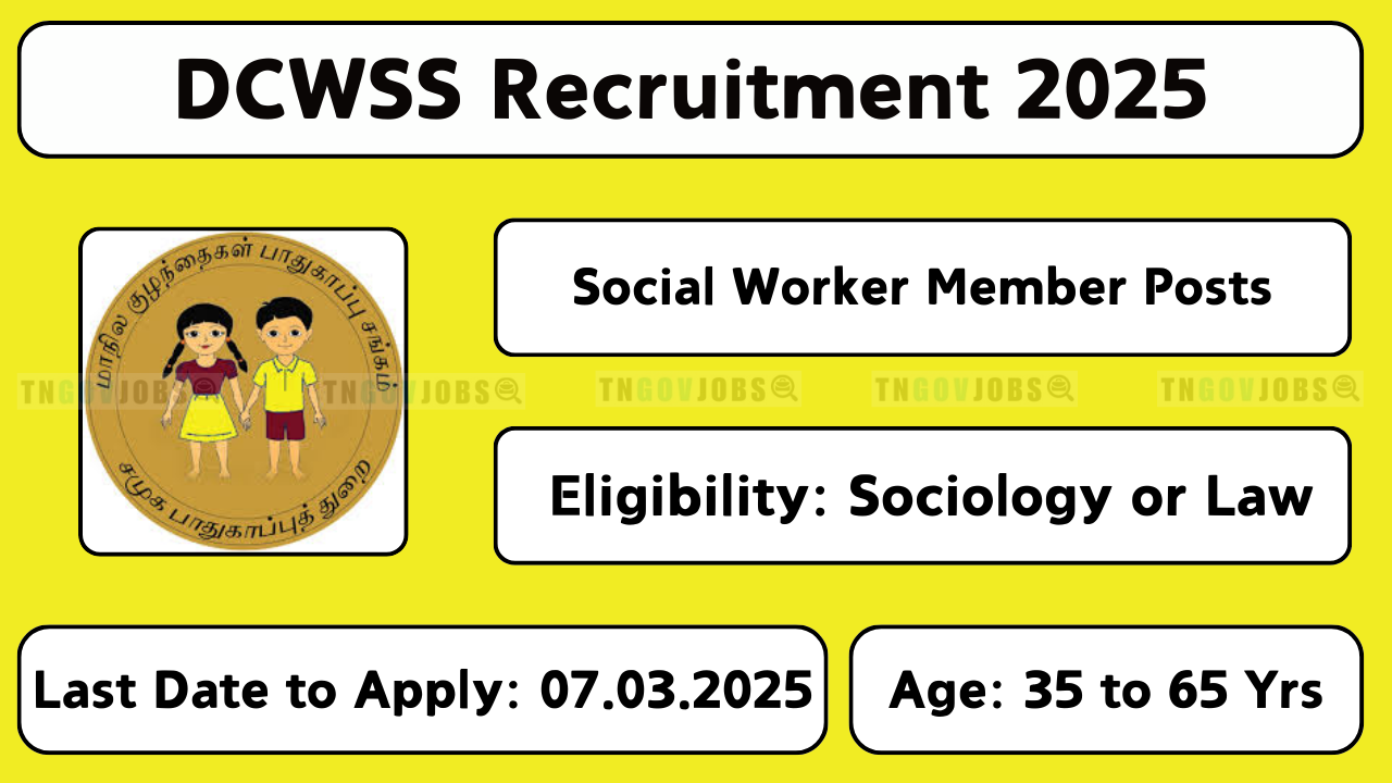 DCWSS Tamil Nadu Recruitment 2025 – Social Worker Member Vacancies in Juvenile Justice Boards