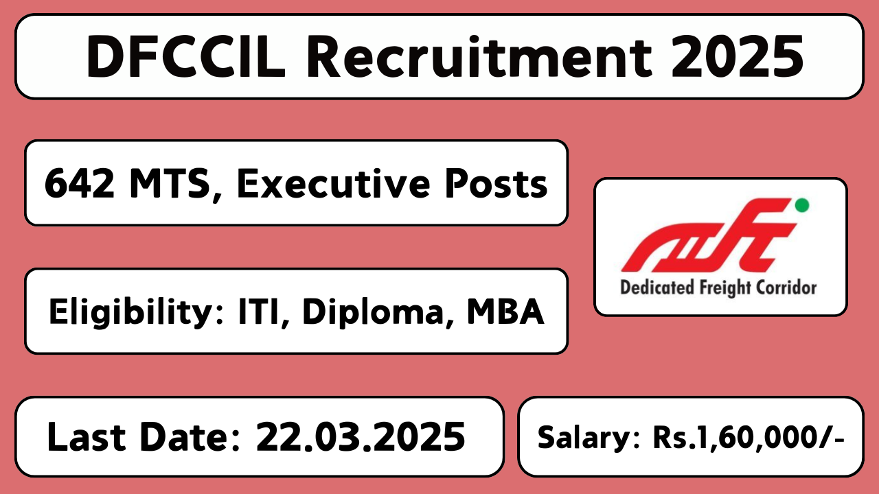 DFCCIL Recruitment 2025: Apply Online for 642 Junior Manager, Executive & MTS Posts from 18th Jan to 22nd Mar