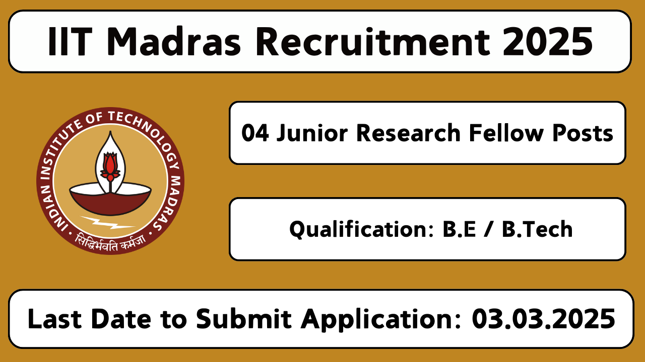 IIT Madras Recruitment 2025 – Apply Online for 04 Junior Research Fellow (JRF) Posts