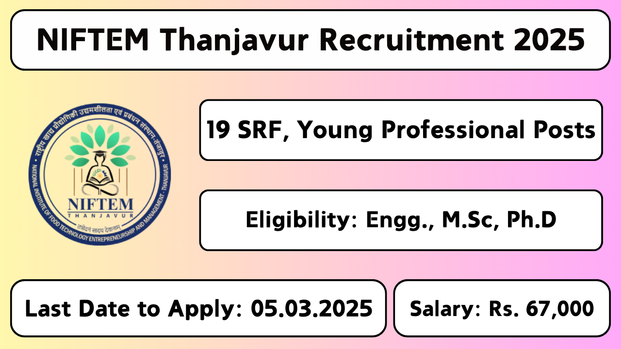 NIFTEM Thanjavur Recruitment 2025