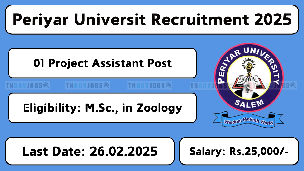 Periyar University Recruitment 2025 – Apply for Research Project Vacancy Funded by DoTE, Chennai