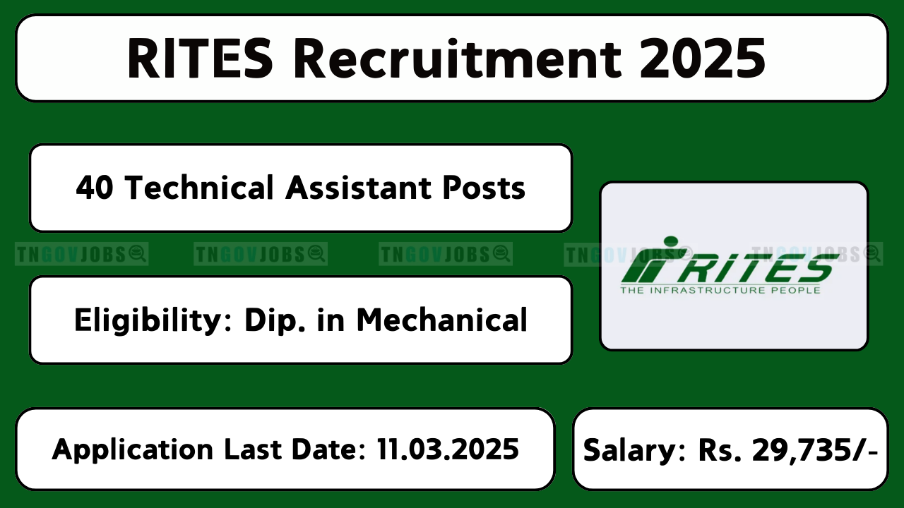 RITES Recruitment 2025 – Apply online for 40 Technical Assistant posts at rites.com