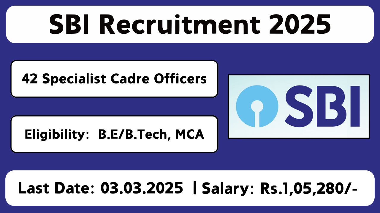 SBI recruitment 2025: Apply online for 42 Specialist Cadre Officers (SCO) posts before 03-Mar-2025 at sbi.co.in.