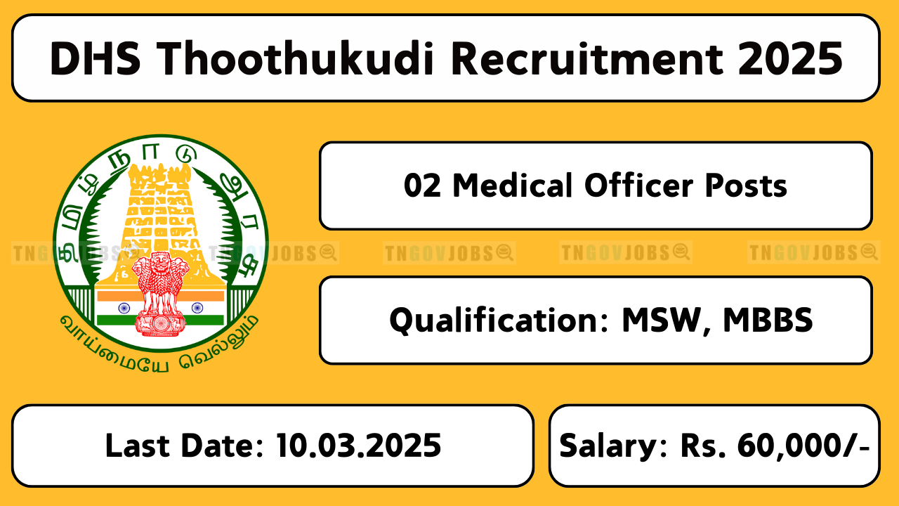 DHS Thoothukudi recruitment 2025 – Medical Officer & RMNCH Counsellor job notification