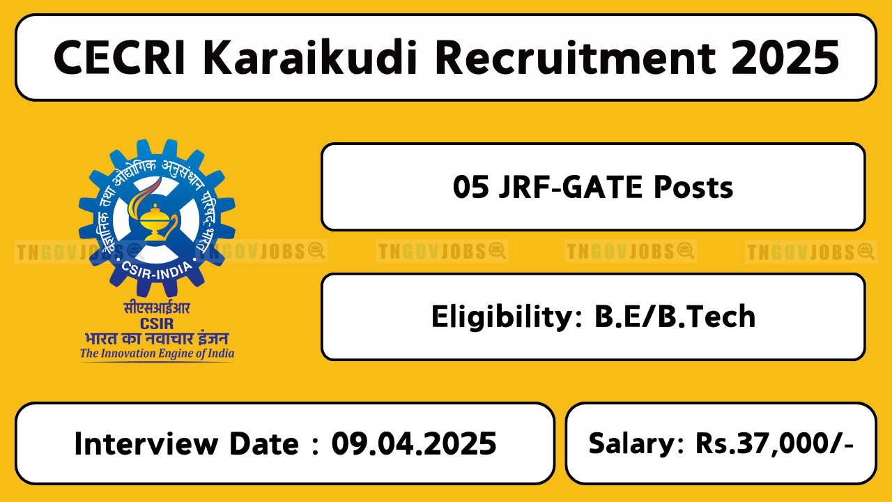 CECRI Karaikudi JRF Recruitment 2025 – Apply for Junior Research Fellowship Positions