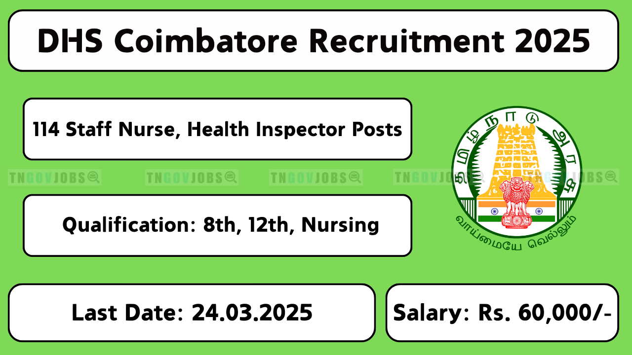 Coimbatore DHS Recruitment 2025 – Apply for 114 Medical & Non-Medical Vacancies Before 24th March