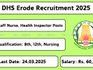 DHS Erode Recruitment 2025 – Apply for Medical Officer, Staff Nurse & Other Vacancies