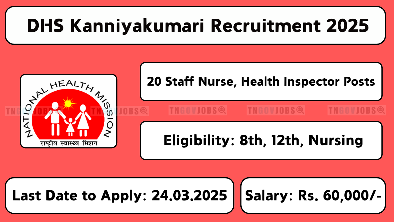 Kanniyakumari DHS Recruitment 2025 – Apply for 20 Medical & Support Staff Vacancies Before 24th March