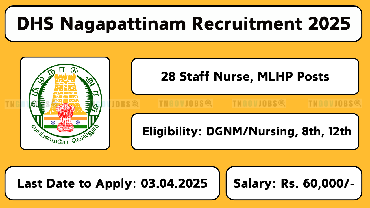 Nagapattinam DHS recruitment 2025 notification for 28 posts. Download application and apply before 03.04.2025.