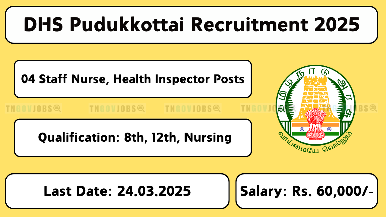 Pudukkottai DHS Recruitment 2025 – Apply for 04 Medical & Support Staff Vacancies Before 24th March