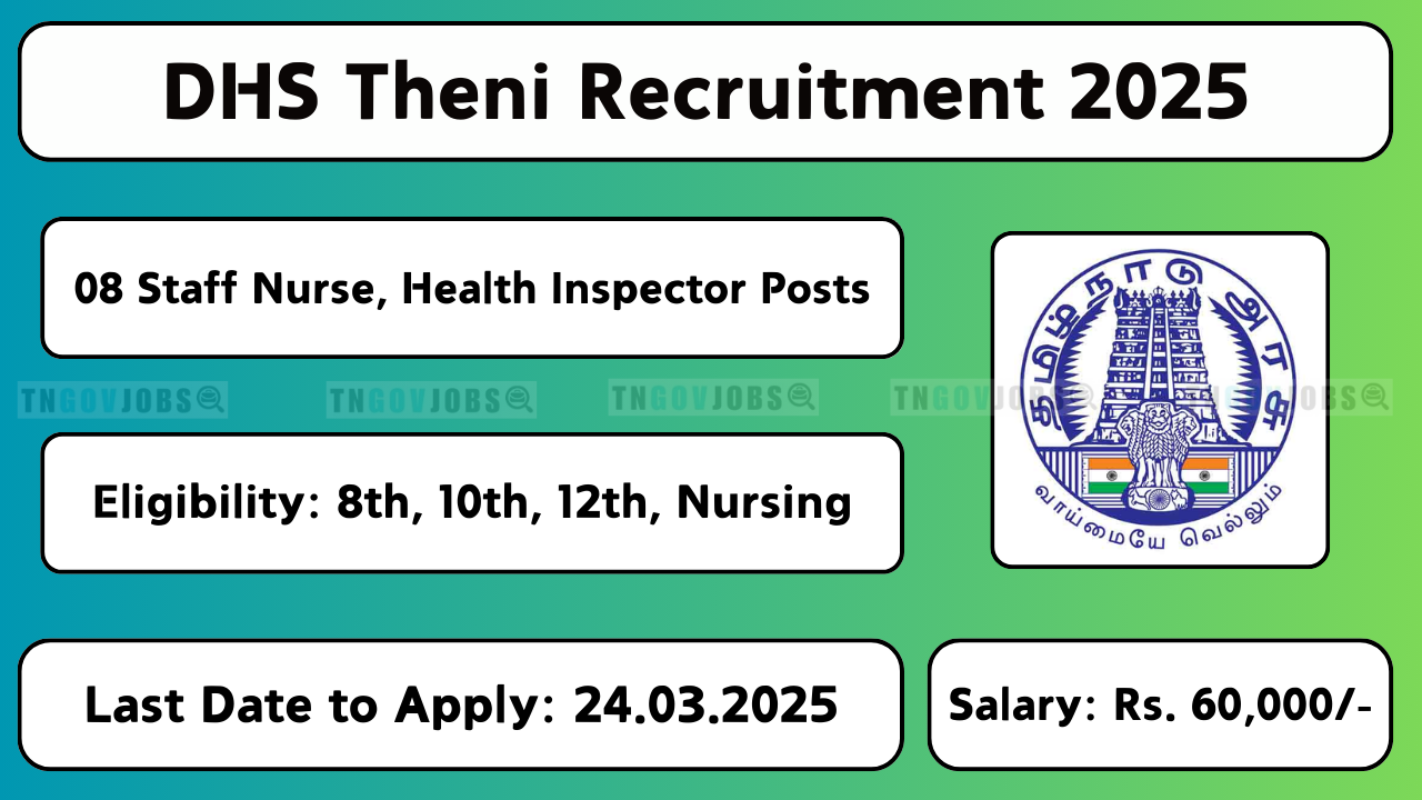 Theni DHS Recruitment 2025 – Apply for 08 Medical & Support Staff Vacancies Before 24th March