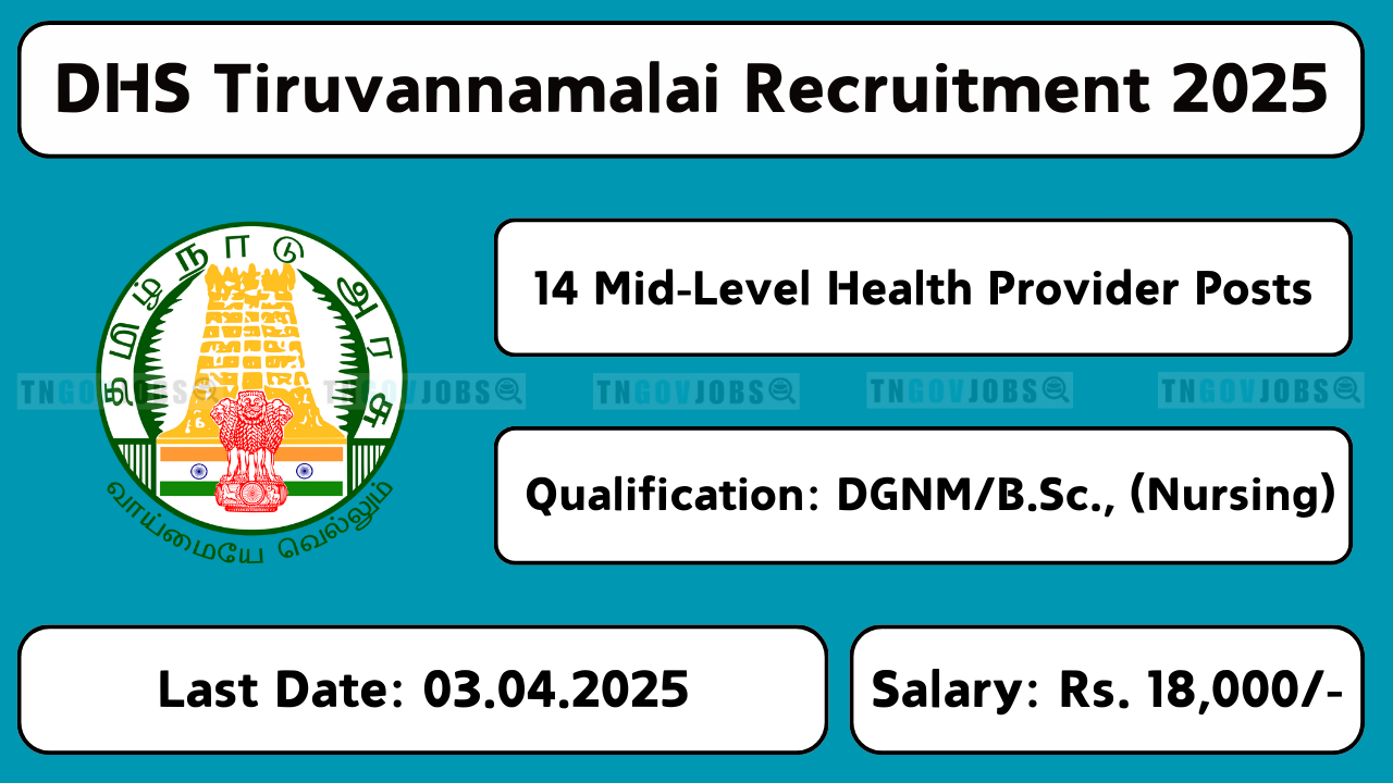 Thiruvannamalai DHS recruitment 2025 notification for 14 MLHP posts. Apply before 03.04.2025.