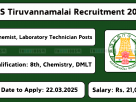 DHS Tiruvannamalai recruitment 2025 for Chemist, Lab Technician, and Lab Attendant posts. Apply offline before 22-Mar-2025.