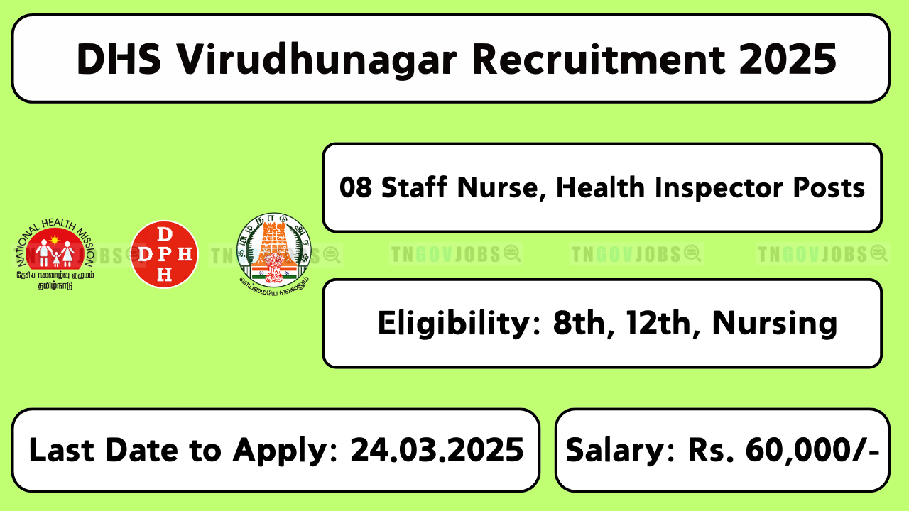 Virudhunagar DHS Recruitment 2025 – Apply for 08 Medical & Support Staff Vacancies Before 24th March