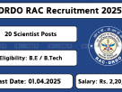 DRDO RAC Scientist Recruitment 2025 – Apply Online Before 01-Apr-2025