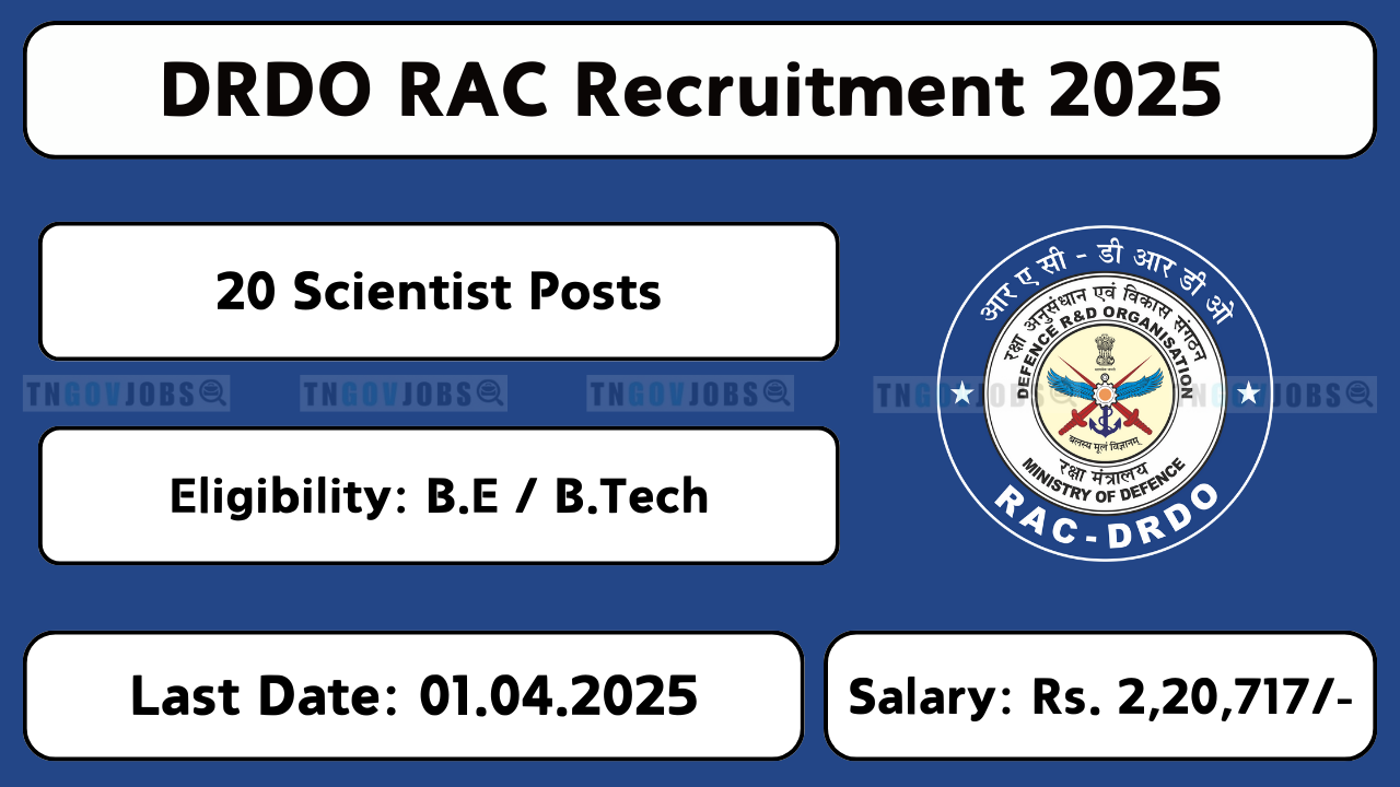 DRDO RAC Scientist Recruitment 2025 – Apply Online Before 01-Apr-2025