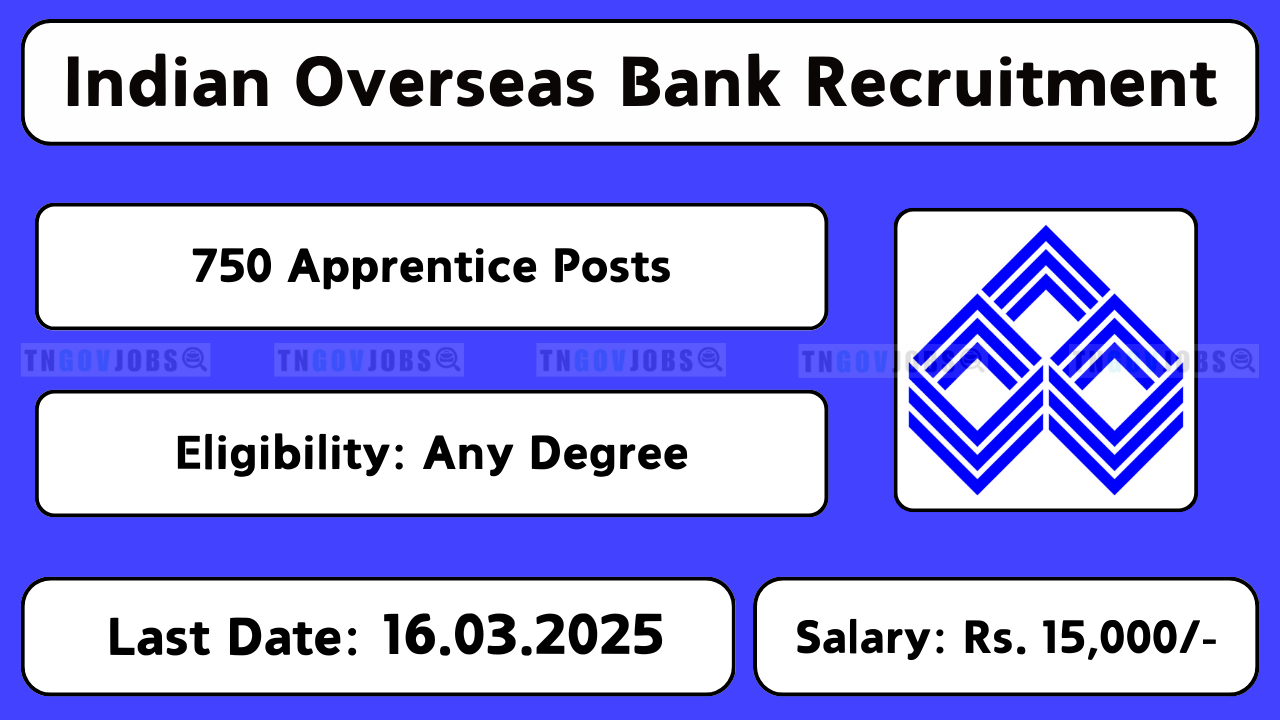 Indian Overseas Bank (IOB) Apprentice Recruitment 2025 – Apply Online Before 16-Mar-2025