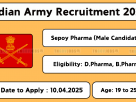 Indian Army Sepoy Pharma Recruitment 2025 Online Application.