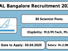 NAL Recruitment 2025 – Apply for 30 Scientist/Gr.IV(2) Posts Online