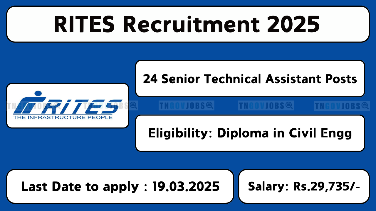 RITES Senior Technical Assistant (STA) Recruitment 2025 – Apply Online Before 19th March 2025