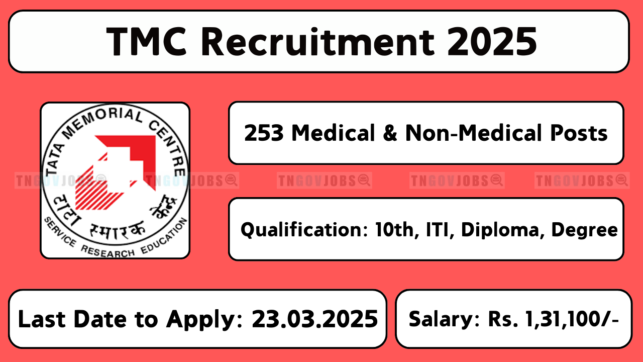 TMC Recruitment 2025 – 253 Medical & Non-Medical Posts – Apply Online by 23rd March