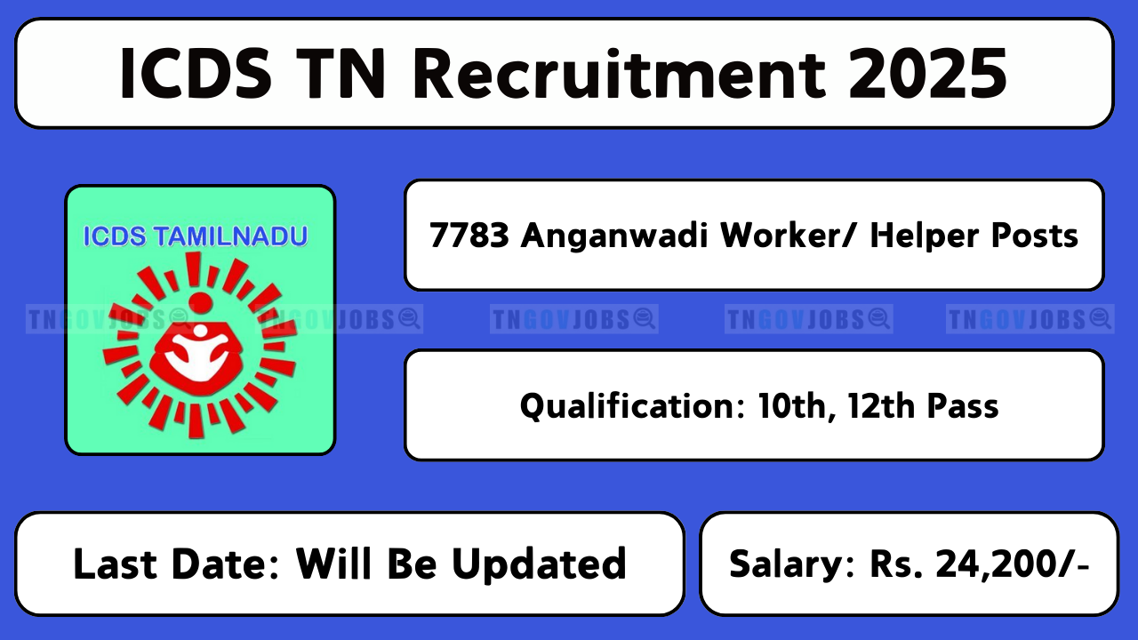 ICDS Tamil Nadu Recruitment 2025 – Apply for Anganwadi Worker/Helper Vacancies