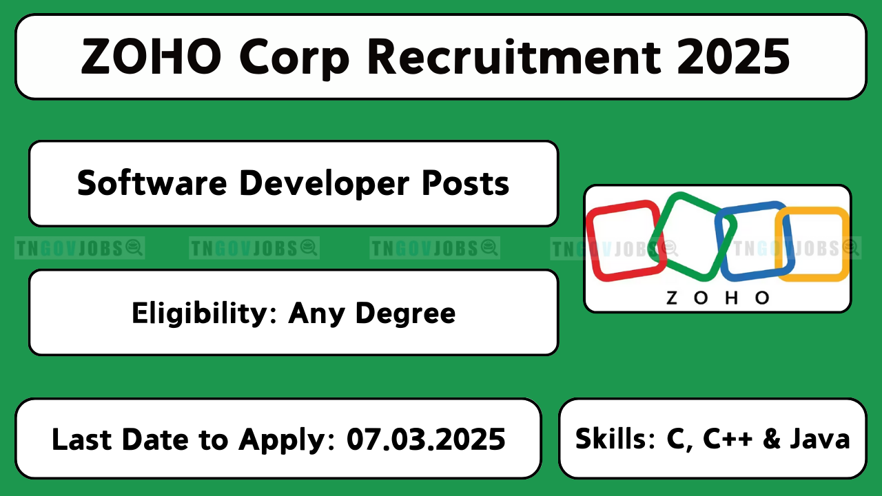 Zoho Software Developer Recruitment 2025 Notification.