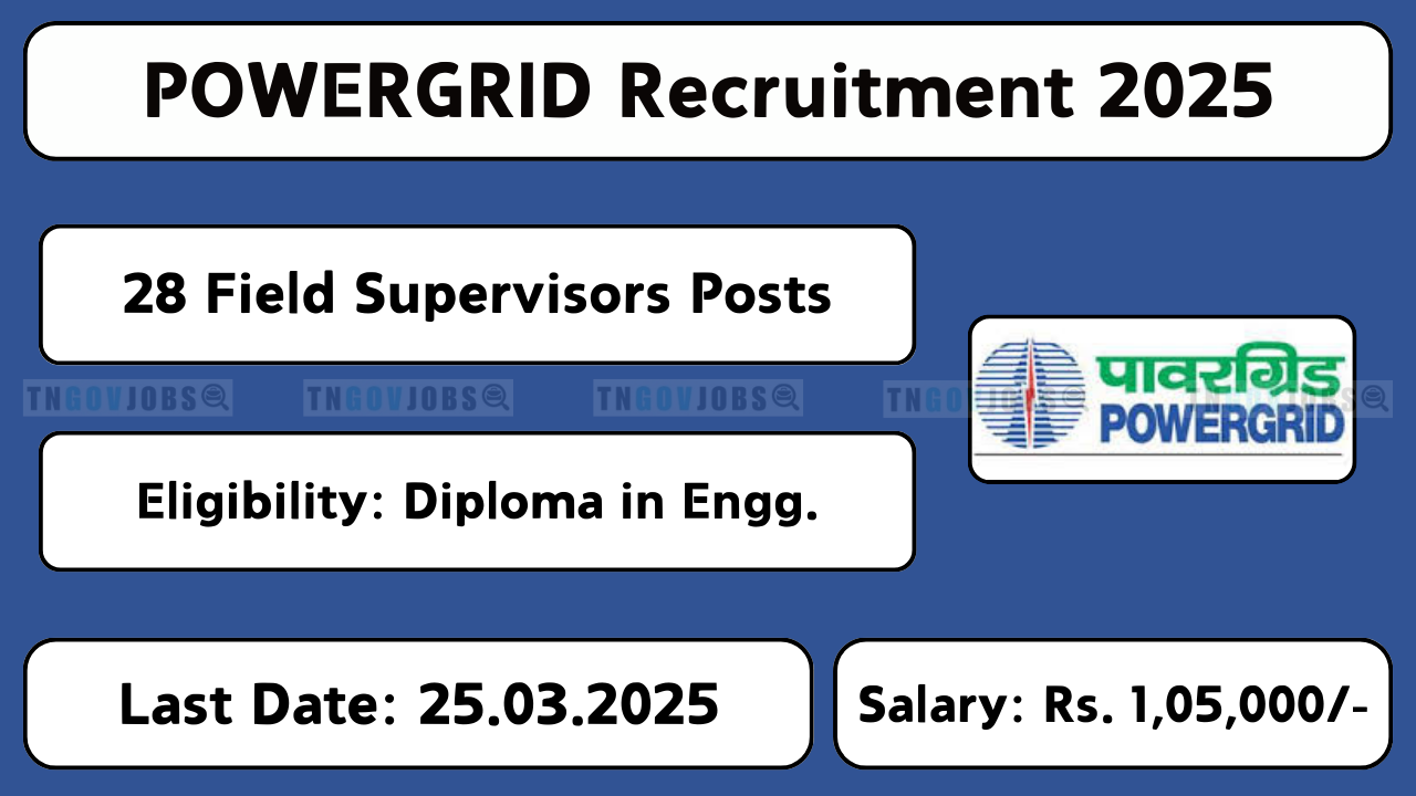 POWERGRID Recruitment 2025 – 28 Field Supervisor (Safety) Posts – Apply Online by 25-Mar-2025.