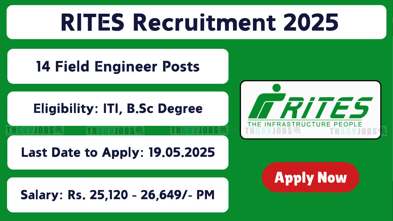 RITES Recruitment 2025 – Apply Online for Technician, Field Engineer, and Site Assessor Vacancies Across India