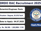 DRDO RAC 2025 notification for Scientist Engineer vacancies – Apply at rac.gov.in