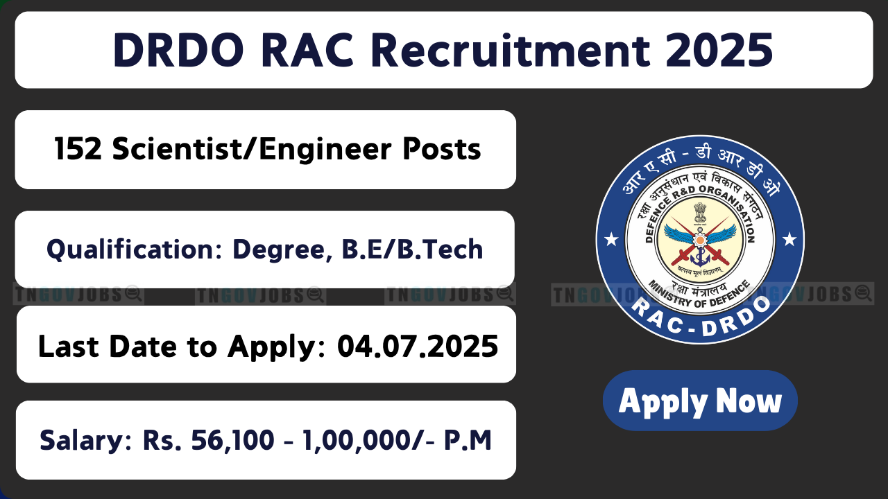 DRDO RAC 2025 notification for Scientist Engineer vacancies – Apply at rac.gov.in
