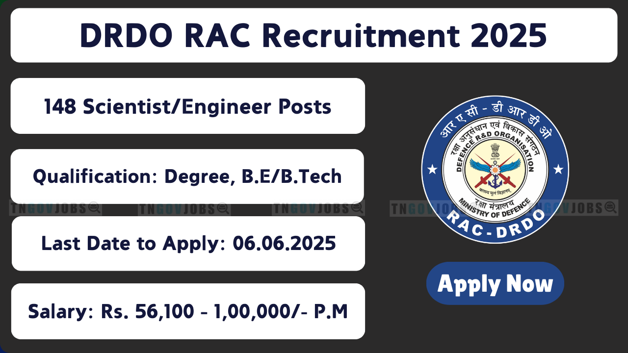 DRDO RAC 2025 notification for Scientist Engineer vacancies – Apply at rac.gov.in
