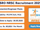 ISRO NRSC Recruitment 2025 Notification for 31 Scientist/Engineer-SC Posts