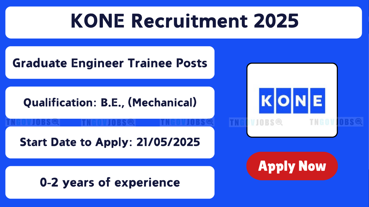 KONE Elevator India Jobs 2025 – Apply Online for Graduate Engineer Trainee in Chennai
