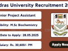 Senior Project Assistant Vacancy in Madras University