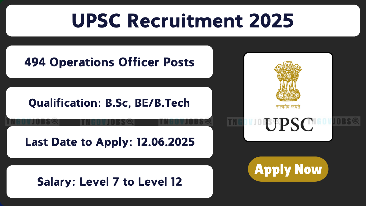 UPSC Recruitment 2025 for 494 Officer and Specialist Posts Across India