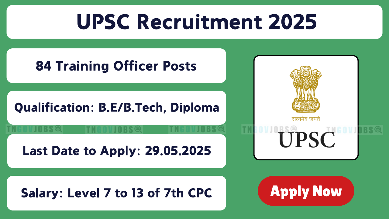 UPSC Recruitment 2025 Notification for Training Officer, Assistant Professor, and Other Vacancies