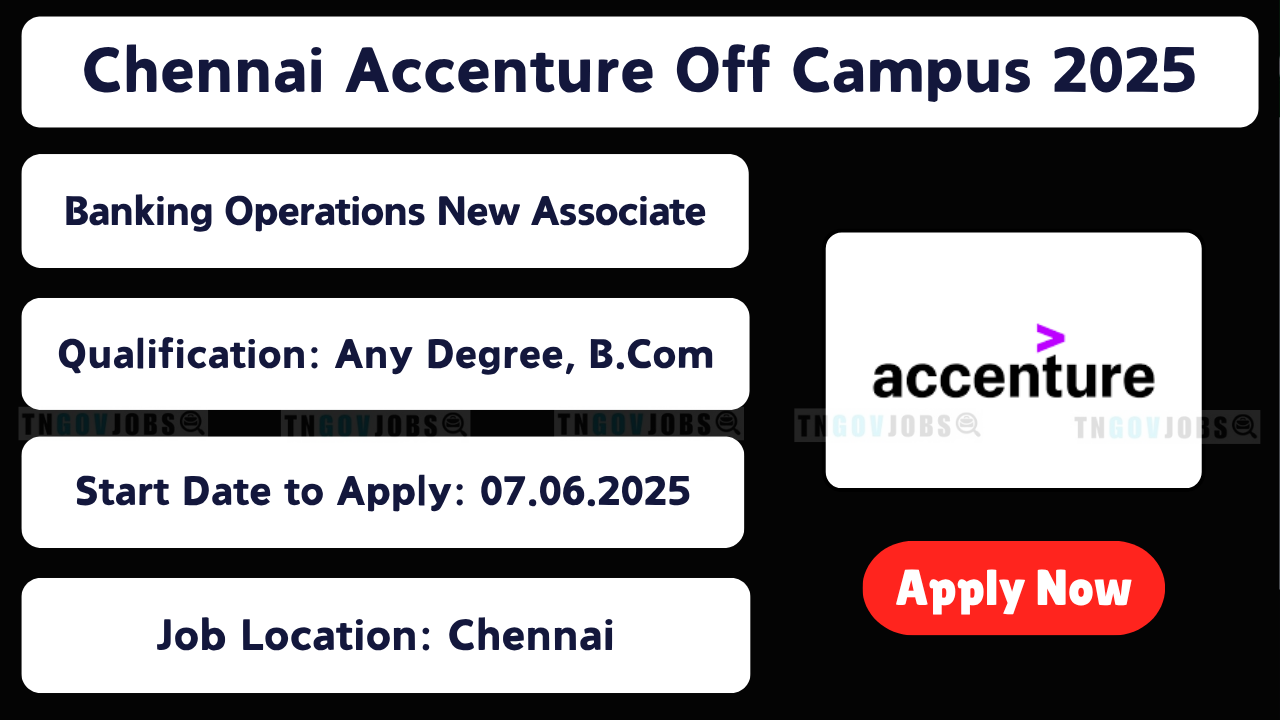 Apply online for Banking Operations New Associate post at Accenture in Chennai through Off-Campus Drive 2025 via TNGovJobs