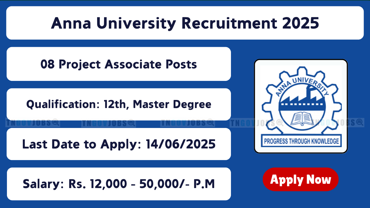 Anna University Recruitment 2025 – Apply for Project Associate and Technical Assistant Posts