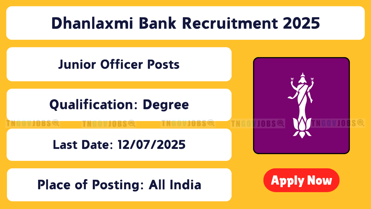 Apply for Junior Officer and Assistant Manager posts at Dhanlaxmi Bank by 12.07.2025 – tngovjobs.in