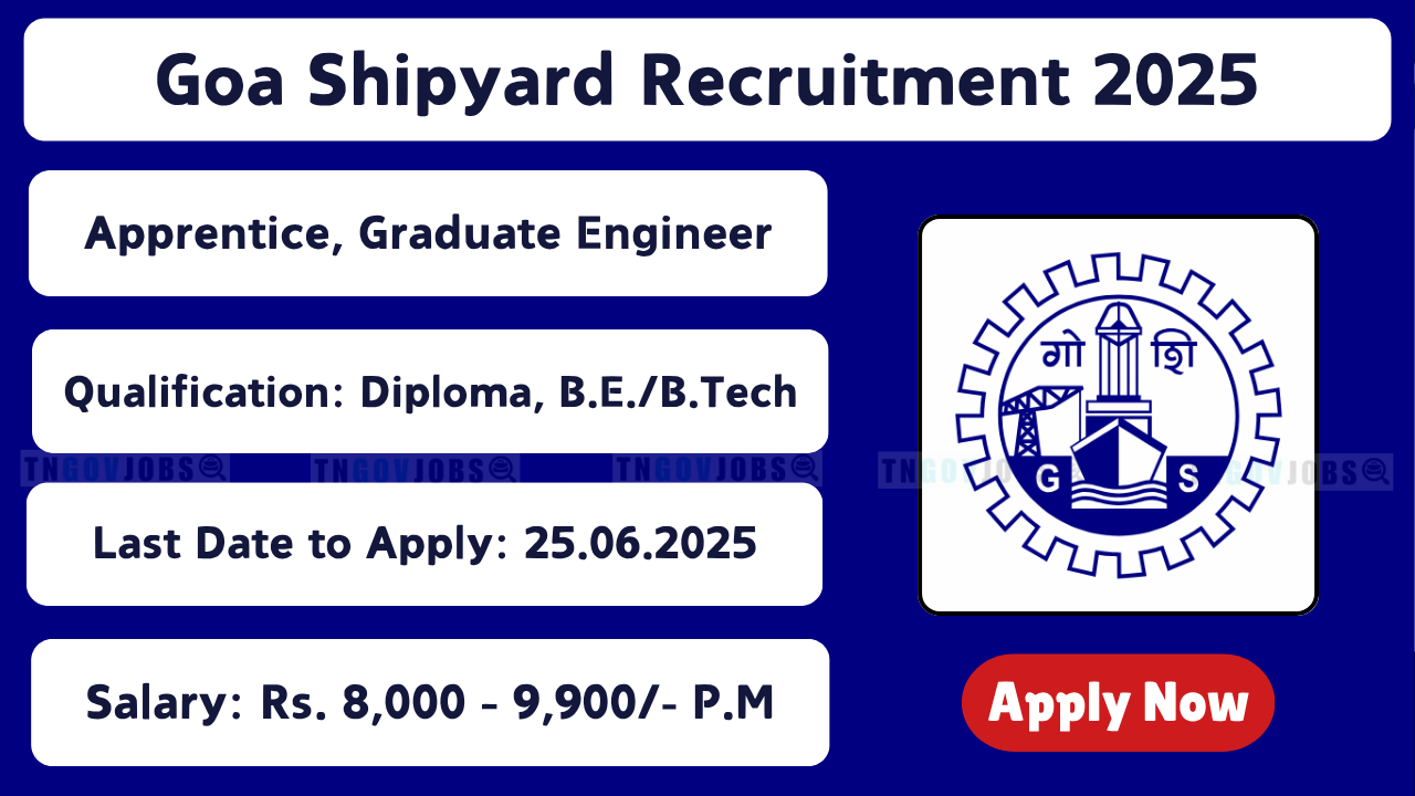 Apply for 30 Apprentice and Graduate Engineer posts at Goa Shipyard Limited – 2025 Recruitment