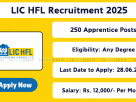 LIC Housing Finance Limited hiring 250 Apprentices across India – Apply Online by 28.06.2025