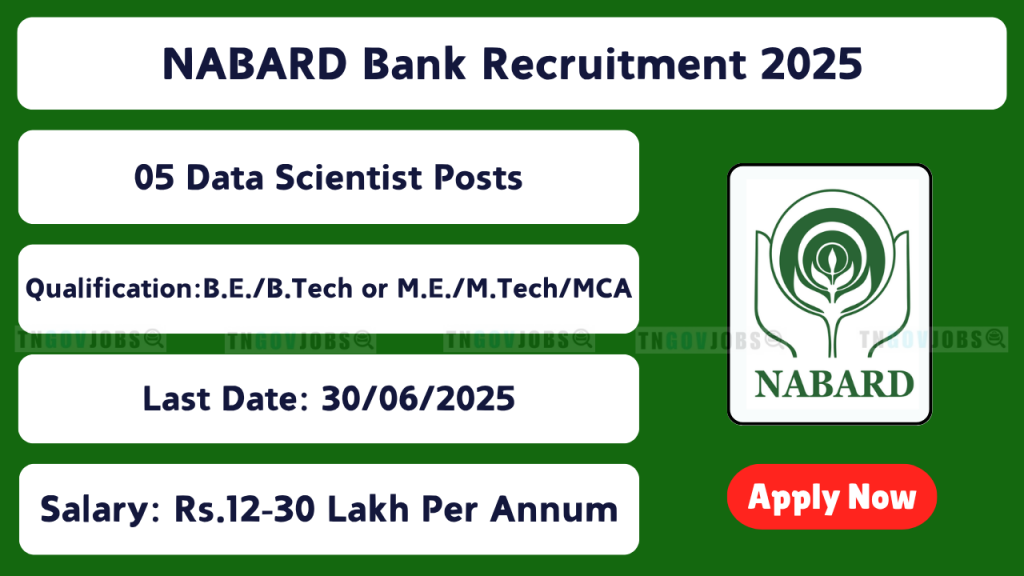 Apply online for NABARD Data Scientist and Specialist posts before 30 June 2025